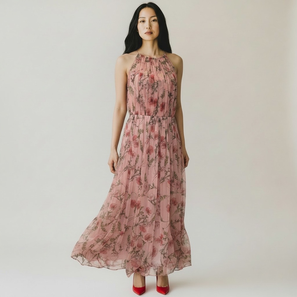 Lovely Grace Floral Halter Maxi Dress